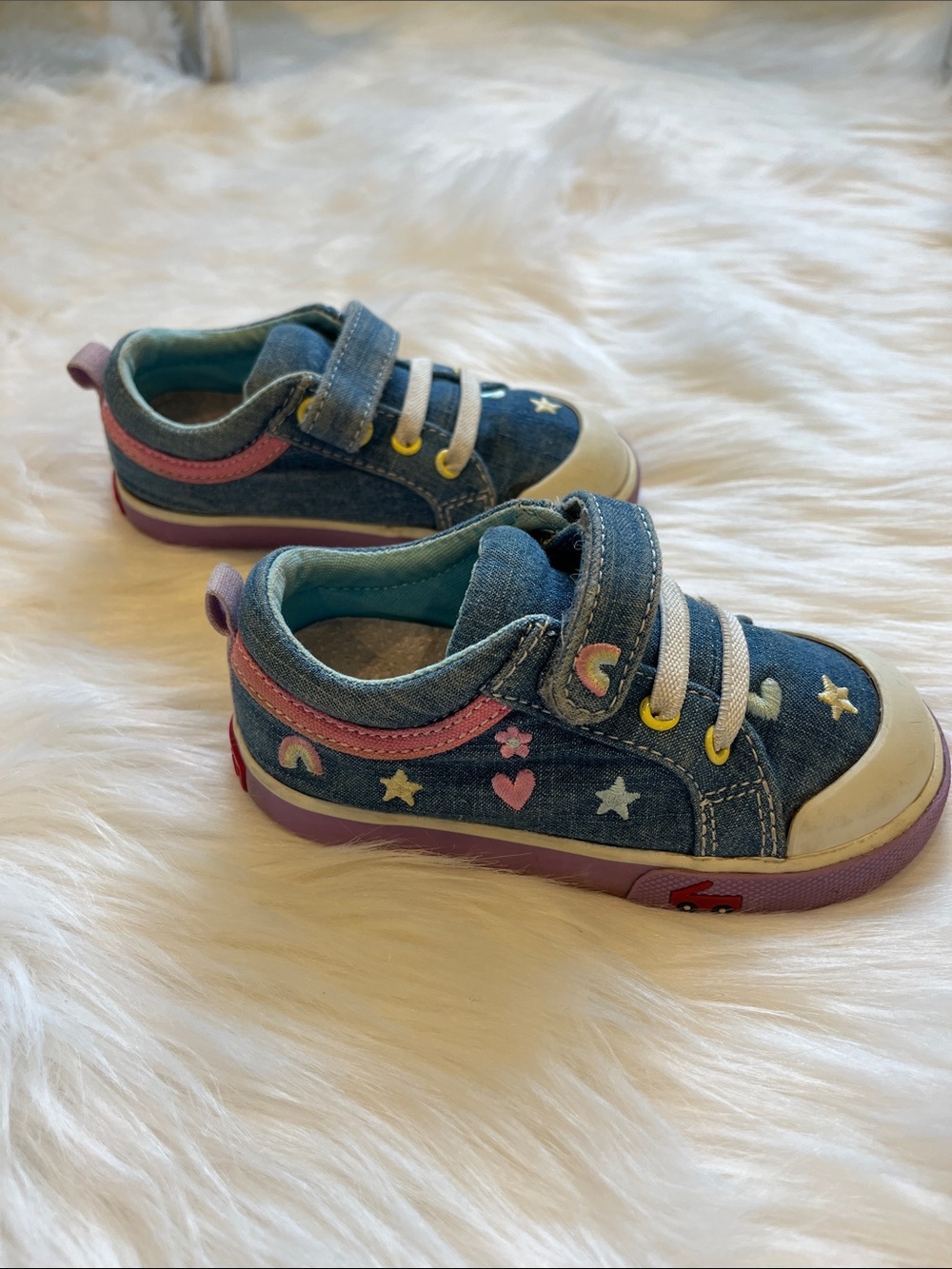 See Kai Run Kristin Happy Chambray Shoes - Rainbows and Hearts - Picture 7 of 10